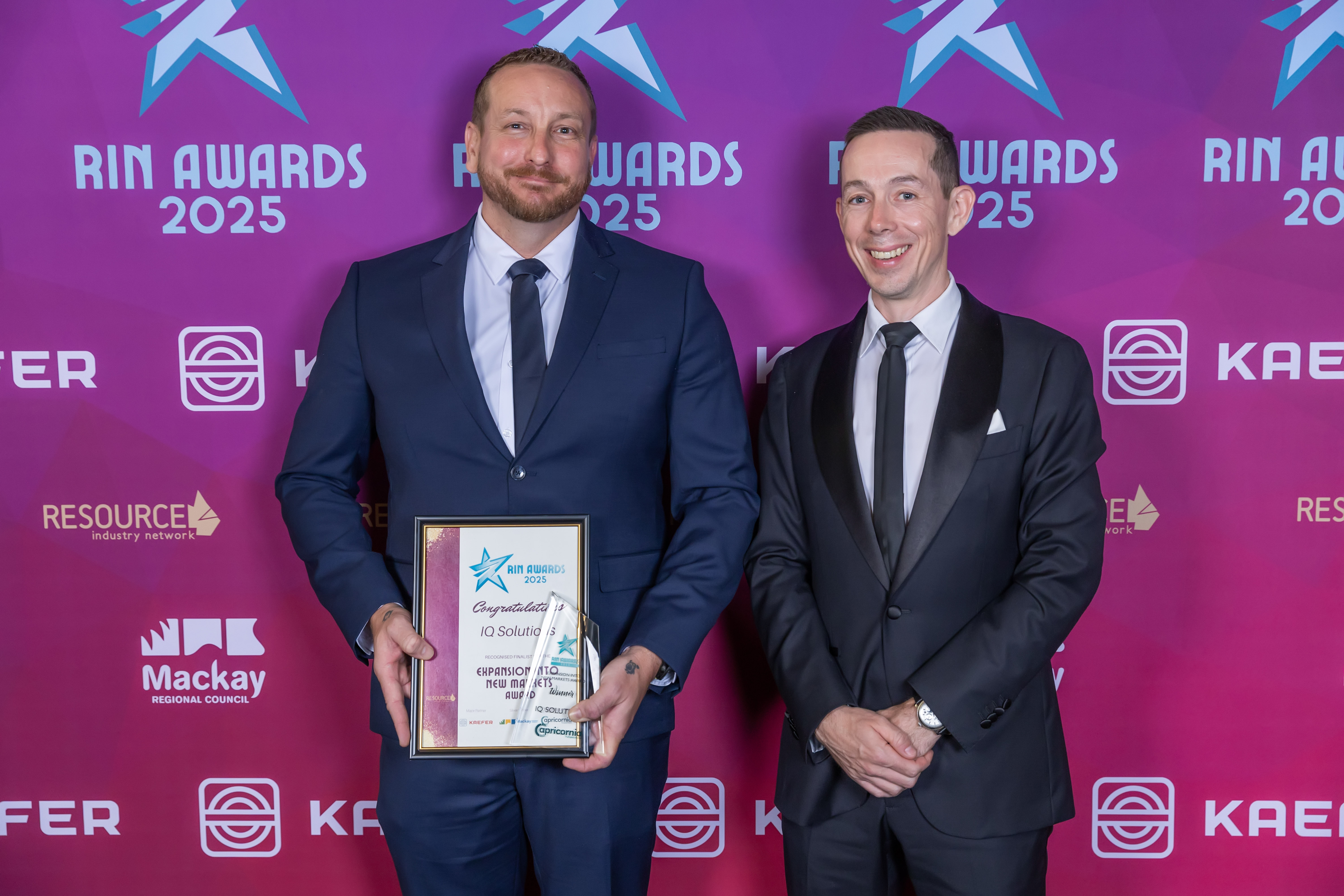Expansion into New Markets Award winners IQ Solutions at the RIN Awards