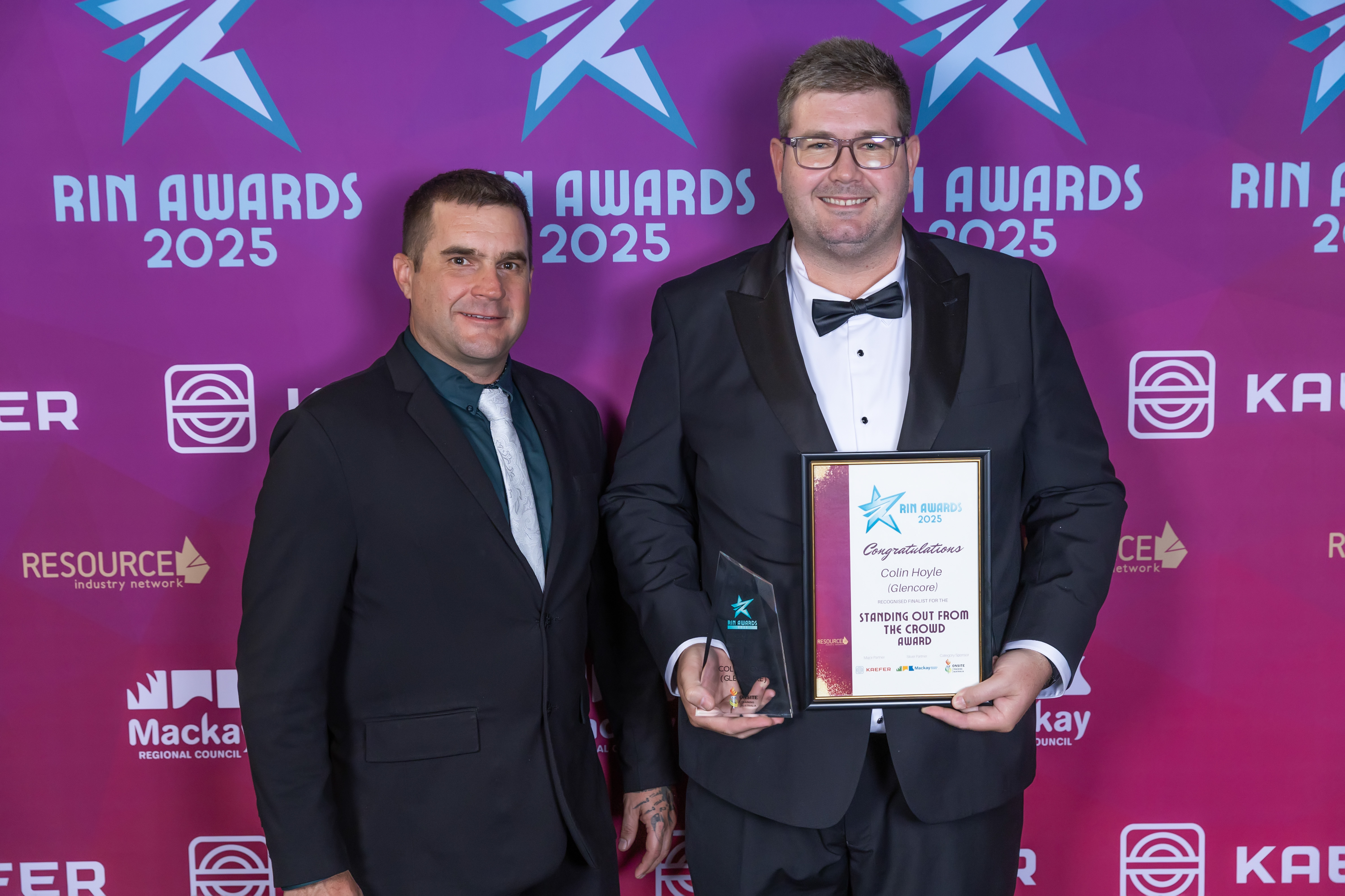 Standing out from the Crowd Award winner Colin Hoyle from Glencore at the RIN Awards